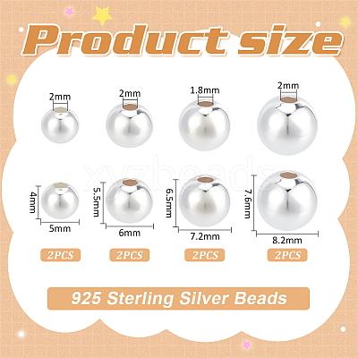 8Pcs 4 Styles 925 Sterling Silver Beads STER-BC0002-13-1