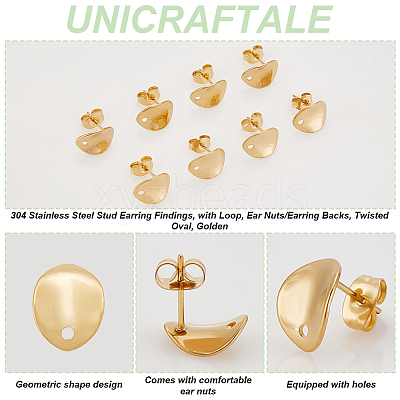 20Pcs 304 Stainless Steel Stud Earring Findings STAS-UN0059-04-1
