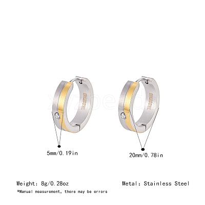 Two Tone 304 Stainless Steel Rhinestone Hoop Earrings for Women OJ2357-2-1