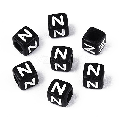 Initial Acrylic Horizontal Hole Beads OACR-ZX006-35N-1