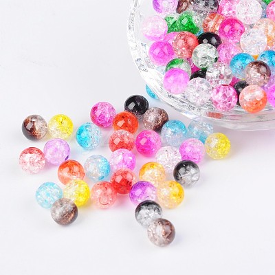Two Tone Transparent Crackle Acrylic Beads CACR-R009-8mm-M-1