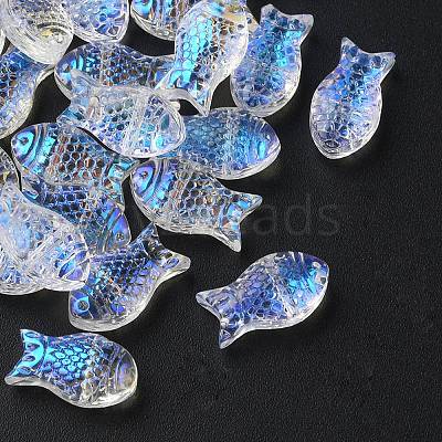 35Pcs Transparent Spray Painted Glass Beads GLAA-YW0001-69A-1