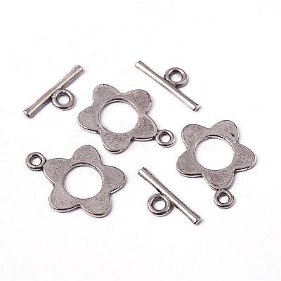Flower Tibetan Style Alloy Toggle Clasps X-A0977Y-NF-1