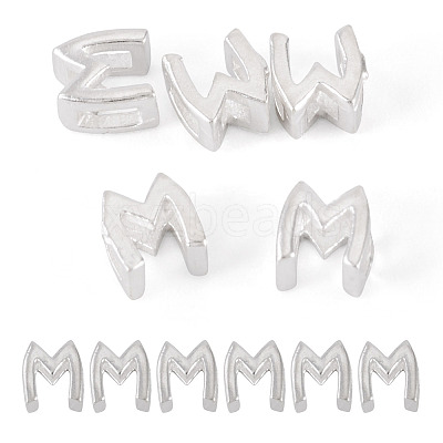6Pcs 925 Sterling Silver Hollow Initial Beads STER-TA0001-53M-1