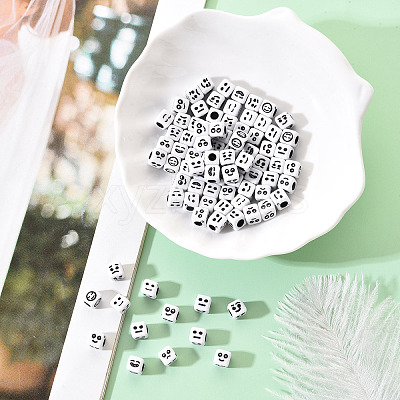Craft White Acrylic Beads MACR-YW0001-13-1