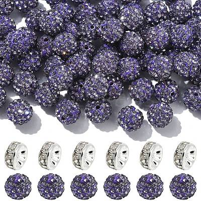 100Pcs Pave Disco Ball Beads RB-YW0001-30D-1