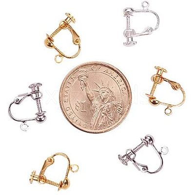 Brass Screw Clip Earring Converter KK-PH0021-02M-1