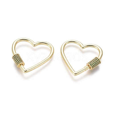 Brass Micro Pave Cubic Zirconia Screw Carabiner Lock Charms ZIRC-I031-11G-03-1