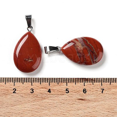 Teardrop Natural Red Jasper Pendants G-Q368-27-1
