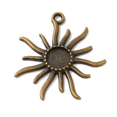 Tibetan Alloy Flower Pendant Cabochon Bezel Settings LS-PALLOY-A13079-AB-NR-1