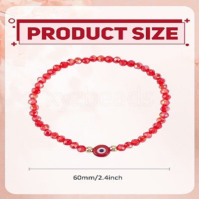 1Pc Lampwork Evil Eye & Glass Beaded Stretch Bracelets BJEW-LP0004-13E-1