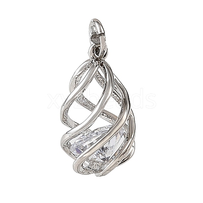 Brass Pave Clear Cubic Zirconia Charms KK-CBA7157-10P-1