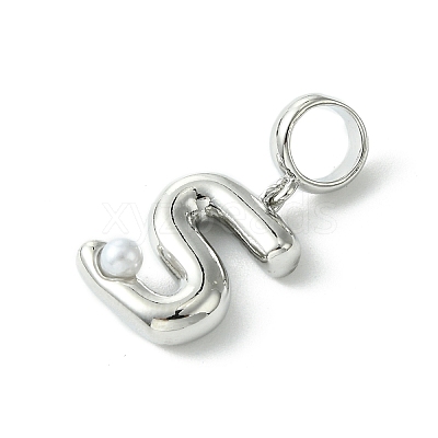 Rack Plating Brass with ABS Plastic Pearl European Dangle Charms KK-G501-02S-P-1