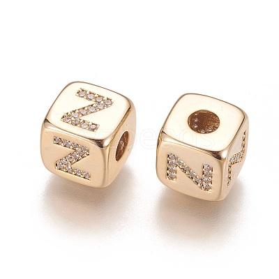 Brass Micro Pave Cubic Zirconia Beads KK-K238-16G-Z-1