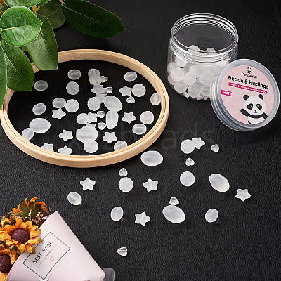 100Pcs 5 Style Transparent Frosted Acrylic Beads FACR-PJ0001-02-1