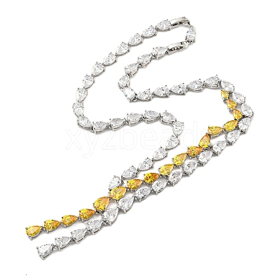 Brass Micro Pave Cubic Zirconia Necklaces NJEW-H027-01P-04-1