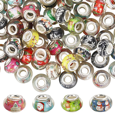 120Pcs Resin European Beads RPDL-SP0001-01-1