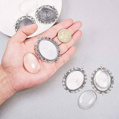 Oval Clear Glass Cabochon Cover DIY-PH0018-99AS-1