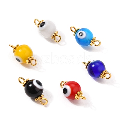 Golden Plated Handmade Lampwork link Connectors PALLOY-JF00543-1