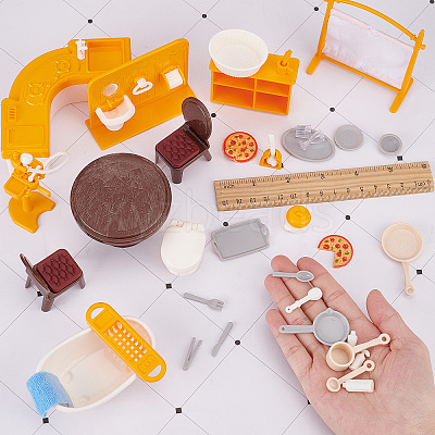 2 Style 2 Style Plastic Dollhouse Kitchen & Bathroom Accessories Set AJEW-CP0005-34-1