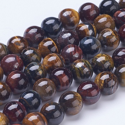 Natural Multi-Color Tiger Eye Beads Strands G-D855-07-12mm-1