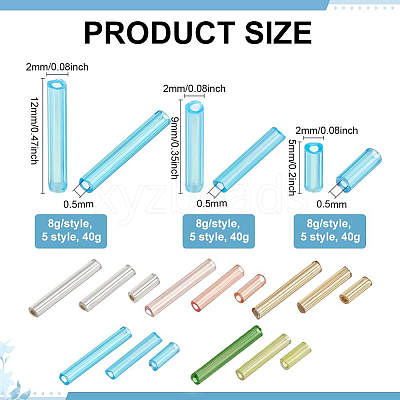 120G 15 Styles Glass Bugle Beads SEED-PH0002-60A-1