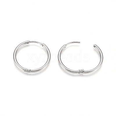 Tarnish Resistant 304 Stainless Steel Huggie Hoop Earrings EJEW-G272-02-20mm-P-1