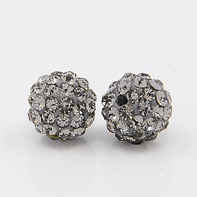 Black Diamond Grade A Round Pave Disco Ball Beads X-RB-H258-10MM-215-1