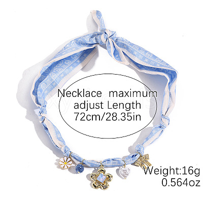 Flower Alloy Enamel & Resin & Glass & Plastic Pearl & Rhinestone Tassel Scarf Choker Necklaces FS-WG248CD-08-1