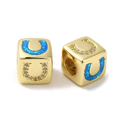 Rack Plating Brass Micro Pave Cubic Zirconia Beads KK-P268-01G-04-1