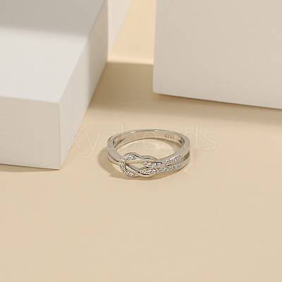 Knot 925 Sterling Silver Micro Pave Clear Cubic Zirconia Finger Rings for Women FS-WG39CEA-05-1