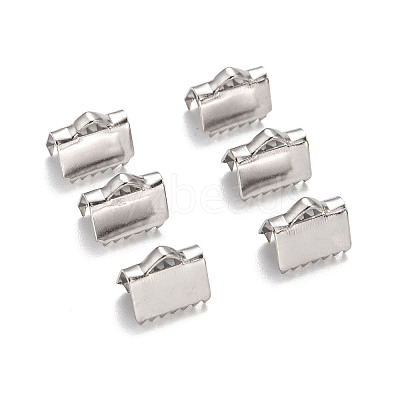 Tarnish Resistant Stainless Steel Ribbon Crimp Ends STAS-Q187-04-1