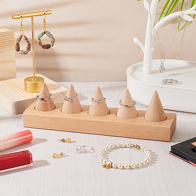 5-Slot Wood Finger Ring Display Stands RDIS-WH0011-08-1