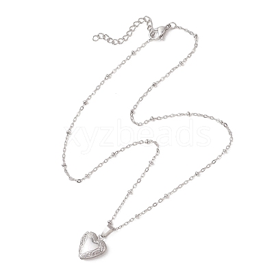 316 Stainless Steel Heart Locket Pendant 304 Stainless Steel Satellite Chain Necklaces for Women NJEW-JN05821-1