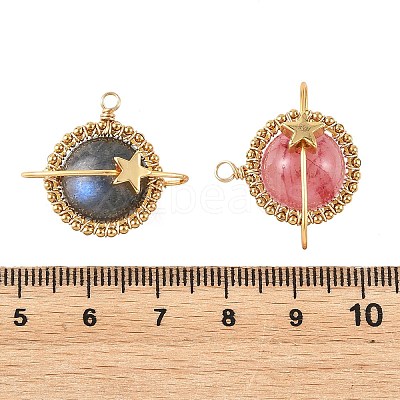 4Pcs 4 Styles Natural Labradorite & Yellow Hematoid Quartz & Amethyst & Dyed Green Jade Copper Wire Wrapped Pendants PALLOY-TA00426-1