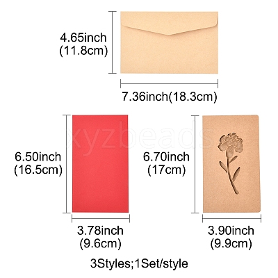 3 Sets Kraft Paper Greeting Cards AJEW-FS0001-27C-1