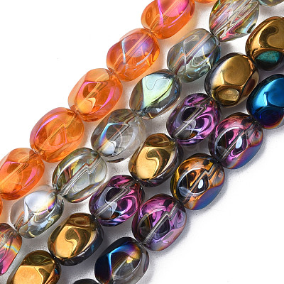 Electroplate Transparent Glass Beads Strands EGLA-N008-016-1