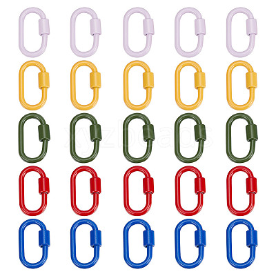 5Pcs 5 Colors Baking Paint Alloy Screw Locking Carabiners FIND-FI0001-12-1