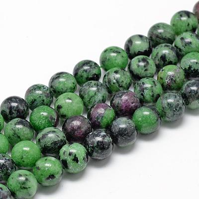 Natural Ruby in Zoisite Beads Strands G-R446-8mm-25-1