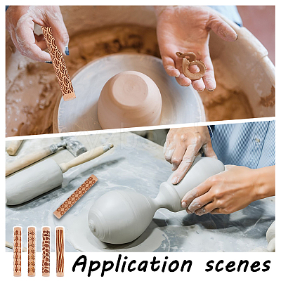 6Pcs 6 Styles Wooden Rolling Pin BAKE-HY0001-01A-1