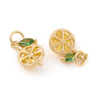 Brass Micro Pave Cubic Zirconia Charms X-ZIRC-G169-03G-1