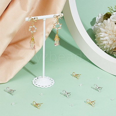 24Pcs 2 Colors Bowknot Brass Stud Earring Findings KK-BC0013-68-1