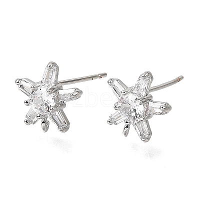 Brass Pave Cubic Zirconia Stud Earring Findings CU-CBAE189-04P-1