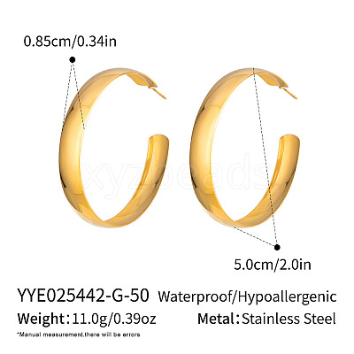 304 Stainless Steel C-shaped Stud Earrings EH4855-2-1