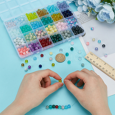 528Pcs 24 Styles Baking Paint Glass Beads DGLA-FG0001-01-1