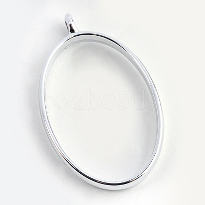 Rack Plating Alloy Oval Open Back Bezel Pendants X-PALLOY-S047-26D-FF-1