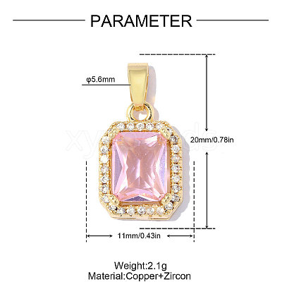 Brass Pave Cubic Zirconia Pendants CU-OY001-01G-1-1
