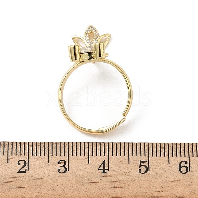 Brass Micro Pave Cubic Zirconia Adjustable Finger Rings for Women RJEW-K307-01G-22-1