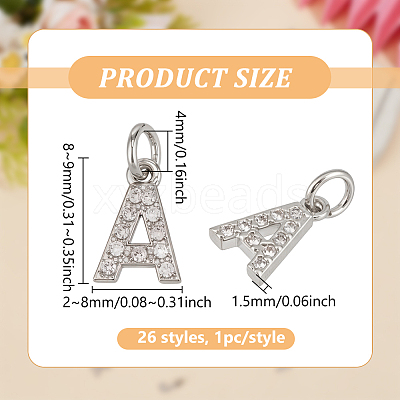 26Pcs 26 Styles Brass Micro Pave Grade AAA Cubic Zirconia Charms ZIRC-BC0001-32P-1