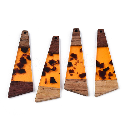 Transparent Resin & Walnut Wood Big Pendants X-RESI-TAC0017-71-B01-1